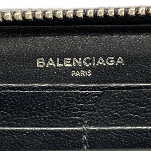 Auth BALENCIAGA Continental Zip Around 490625 Black Leather - Long Wallet - Picture 4 of 5